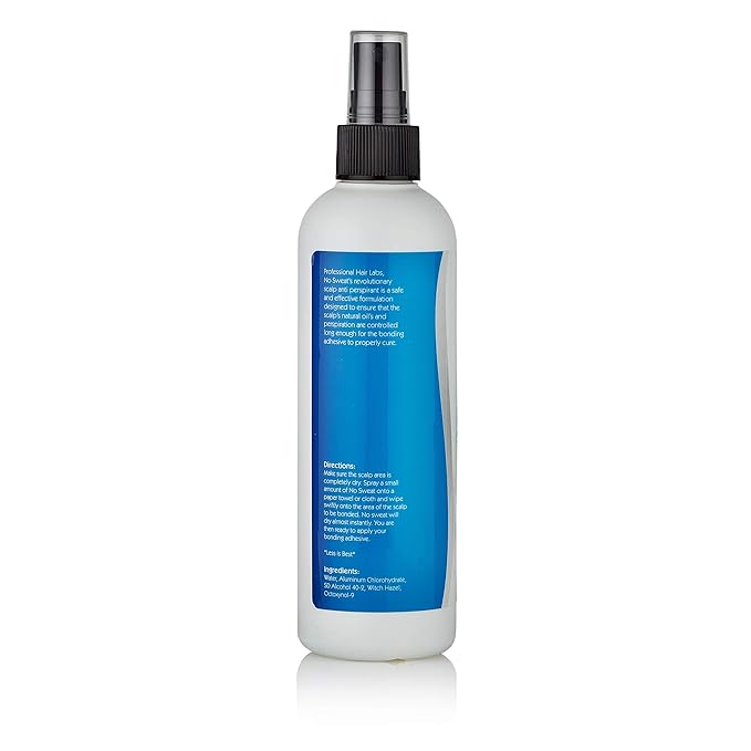 Professional Hair Labs No Sweat Scalp Antiperspirant - Prevents Oil & Sweat for Secure Wig Adhesive Bond, Works with All Lace Wig Adhesives - 8oz