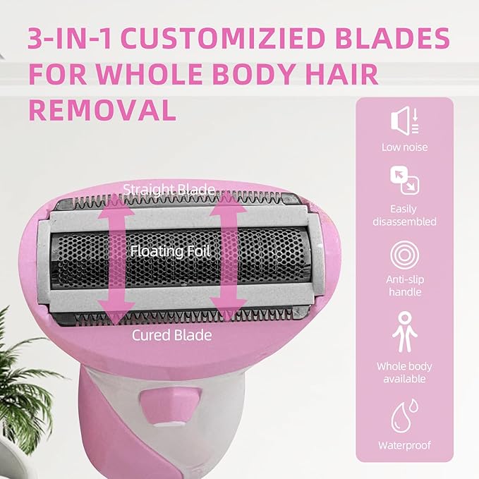 Wet & Dry Electric Razors for Women, Smooth & Silky Electric Shaver for Women, Cordless Foil Shaver for Pubic Hair and Bikini Trimmer, Painless Ladies Trimmer for Face Body
