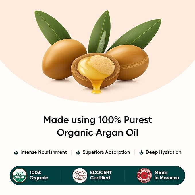100% Organic Moroccan Argan Oil & Natural Keratin Masque | For Dry, Damaged & Color Treated Hair | Cold Prerssed Oils for Deep Nourishment | Sulfates, Parabens & Cruelty Free | 7 oz