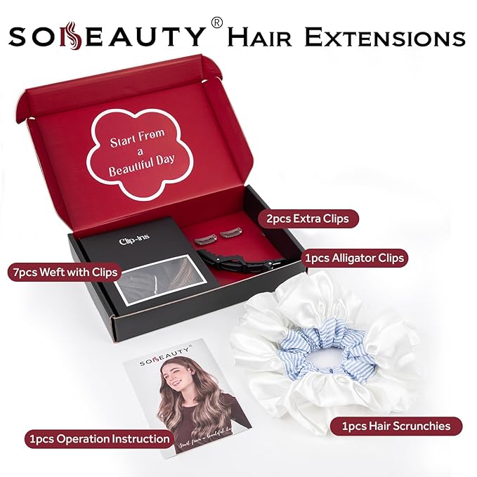 Clip in Hair Extensions Real Human Hair, Invisible Clip In Hair Extensions 100% Human Hair, Balayage Chocolate Brown to Caramel Blonde #4TP27/4 16Inch 120G 7PCS