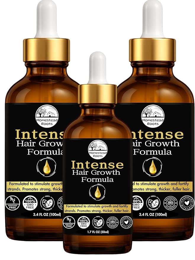 Intense Hair Growth Oil - Organic - Blend of 17 Oils (Batana, Castor & Rosemary) – Supports Thicker, Fuller Hair (1.7 oz)