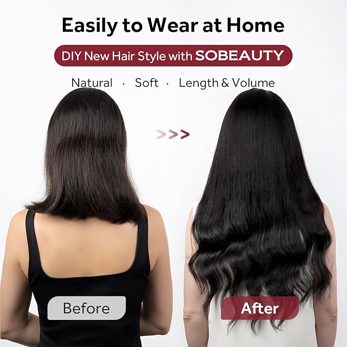 Clip in Hair Extensions Real Human Hair Natural Black Seamless Clip In 100% Remy Hair Extensions PU Skin Weft Add Volume Invisible for Long Straight Hair #1B 20Inch 120G 8PCS