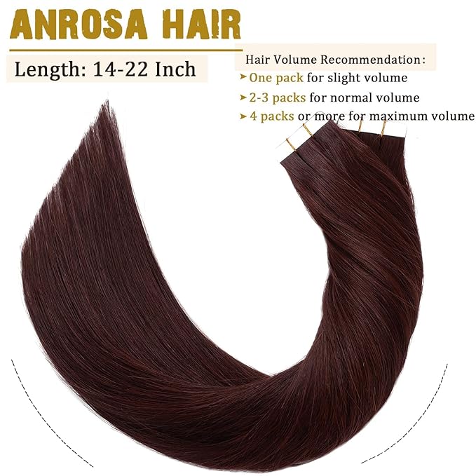 Anrosa 20 Inch Tape In Hair Extensions Human Hair Real Remy Human Hair Tape In Premium Quality Silky Hair Natural Hair Extensions Seamless Skin Weft Double Sided 20/Pcs 50g