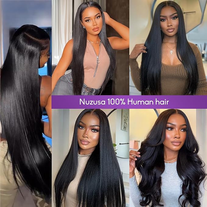 Clip in Hair Extensions Real Human Hair,100% Seamless Remy Human Hair Straight,Clip Extensions for Women, 8pcs Per Set with Double Weft,1B Natural Black,16inch 90g/3.2oz