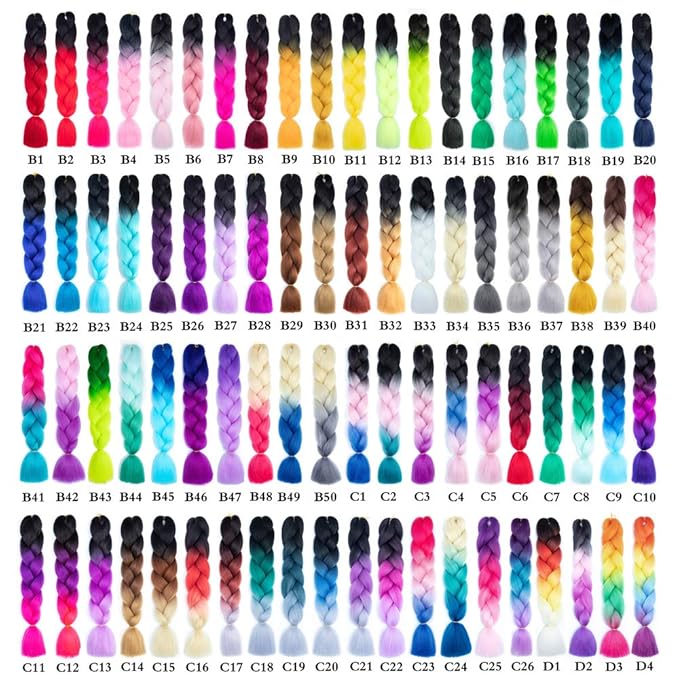 6 Packs Ombre Jumbo Braiding Hair Extensions 24 Inch High Temperature Synthetic Fiber Hair Extensions for Box Braids Braiding Hair (Orange)