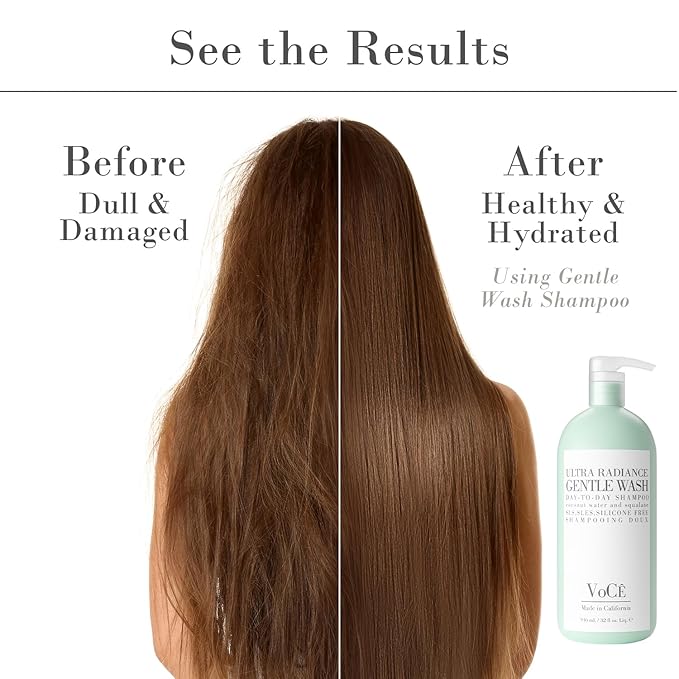 VoCÊ Haircare Gentle Wash Vegan & Cruelty-Free Shampoo | Clean Haircare, Color Safe, Paraben and Sulfate Free, Ultra Radiance, Hydrating, Shine Enhancing (32 oz | 946 ml)