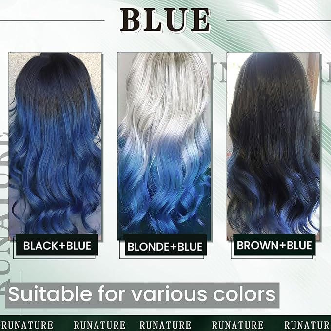 RUNATURE U Tip Hair Extensions Human Hair Colored Blue 20 Inch Long Pre Bonded Utips Real Hair Extensions for Kids Party Blue Highlight Keratin U Tips Remy Hair Extensions Invisible 25g 25 Strands