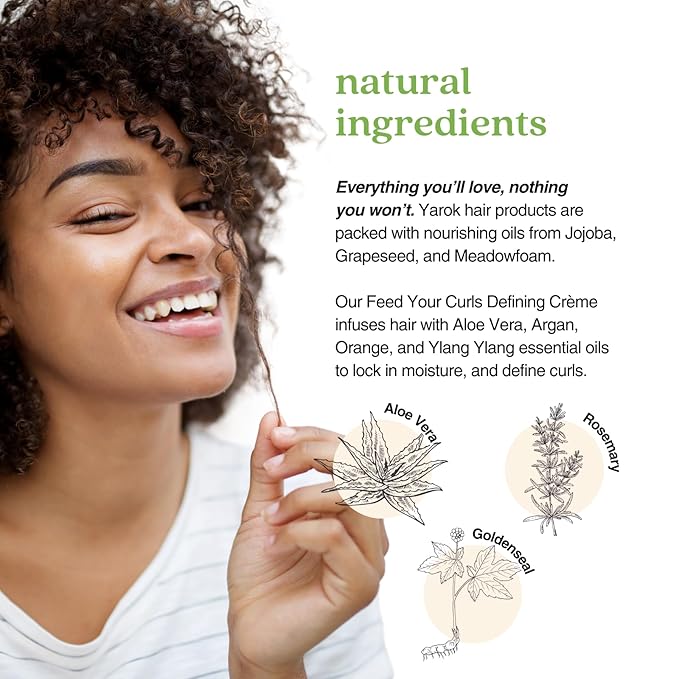 Yarok - Feed Your Curls Defining Cream - Moisturize, Nourish & Define - Hydrating & Nourishing Curl Styling Cream - For Frizzy, Curly Hair - 100% Vegan - Gluten, Sulfate, Paraben & Cruelty Free - 8oz