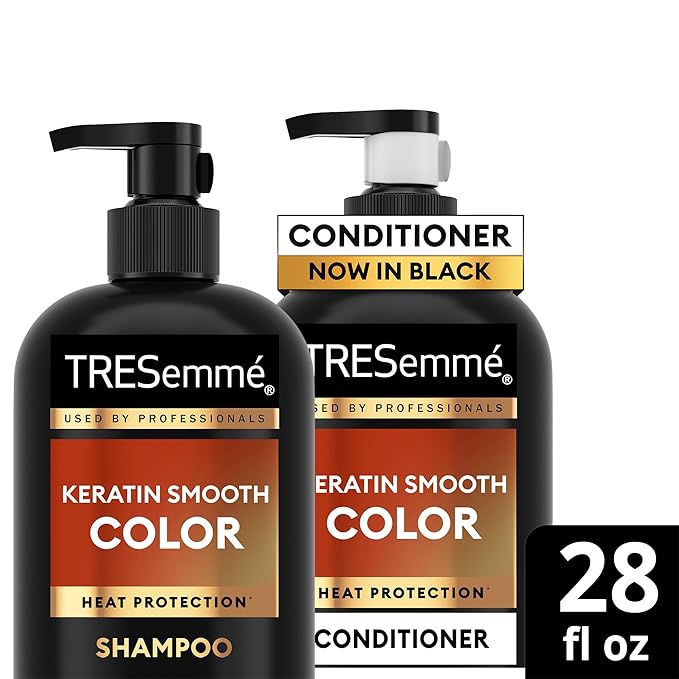 TRESemmé Shampoo and Conditioner, Keratin Smooth Color – Anti-Fade, Anti-Frizz Hair Products for Color-Treated Hair, 28 Oz Ea