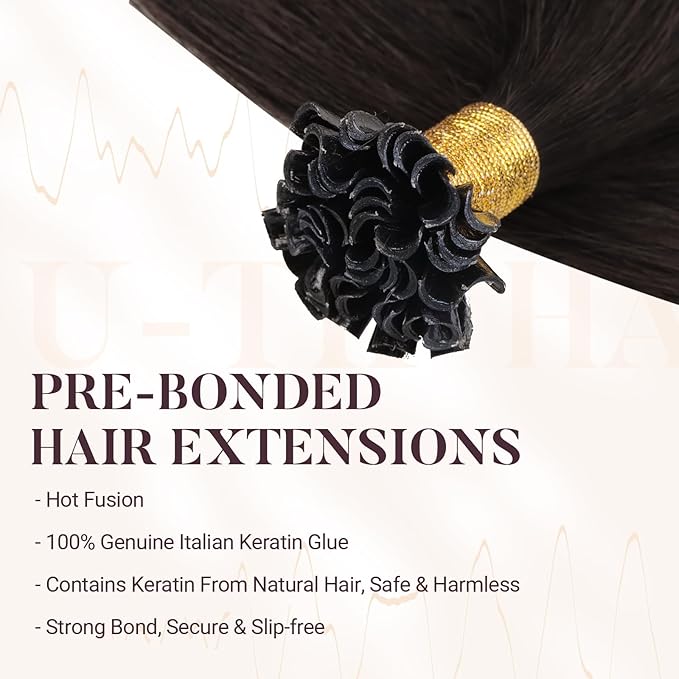 MAXITA U Tip Hair Extensions Human Hair, Natural Black Hair Extensions Real Human Hair, 50g/50 Strands/Pack, 20 In Virgin Human Hair