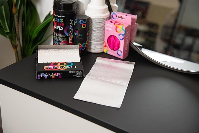 Framar Silver Hair Foils For Highlighting - Pop Up Hair Foil For Hair Highlighting, Highlight Foils For Hair, Aluminum Foil Sheets, Salon Foils For Hair Stylist, Non Slip 25 Pop Up Foil Sheets