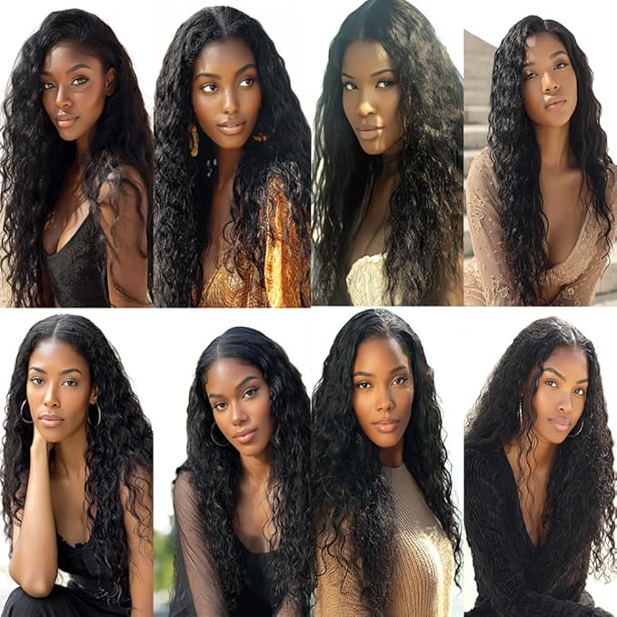 Water Weave Bundles Human Hair Color 1B Human Hair Bundles Water Curly Weave Brazilian Soft and Silky for Black Women 10 12 14 Inch