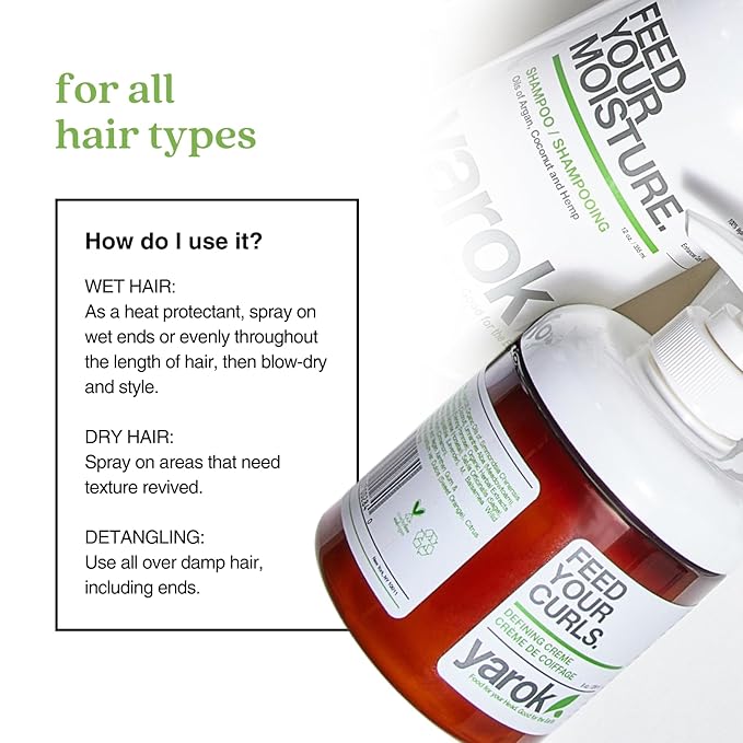 Yarok - Feed Your Curls Defining Cream - Moisturize, Nourish & Define - Hydrating & Nourishing Curl Styling Cream - For Frizzy, Curly Hair - 100% Vegan - Gluten, Sulfate, Paraben & Cruelty Free - 8oz