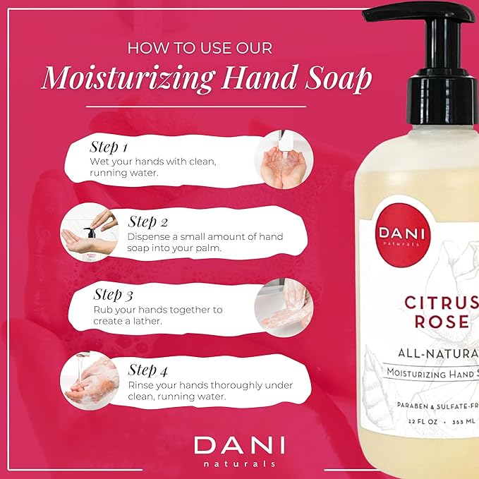 Naturals Moisturizing Hand Soap – Citrus Rose Scent, Hydrating, Sulfate-Free & Paraben-Free, 12 Oz Bottle with Pump, Gentle Cleansing for Dry Skin