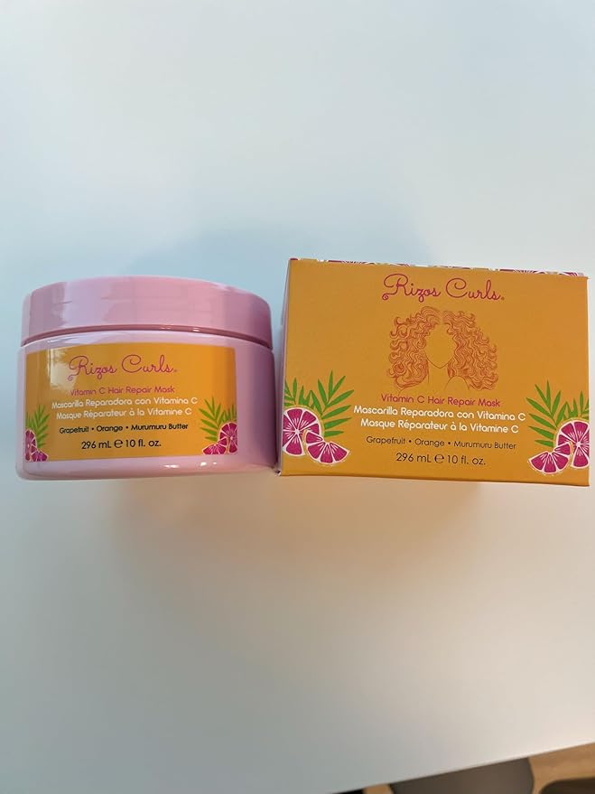 Rizos Curls Vitamin C Hair Repair Mask, Deeply Moisturizes & Hydrates, Softens & Minimize Frizz while Adding Shine, For Dry Damaged Hair, Infused with Shea Butter, 10 oz