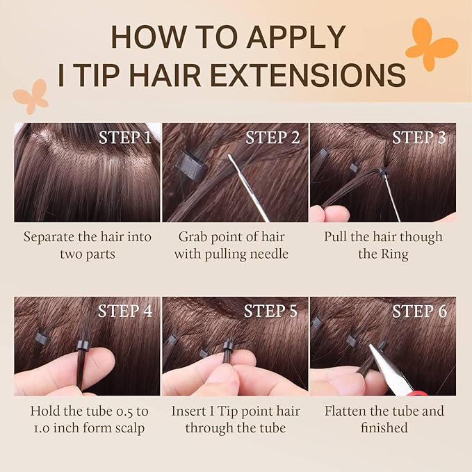 DOORES I Tips Hair Extensions - Real Human Hair, Light Dark Brown, 14 Inch, 50g/100s, ITip, Silky Straight, Cold Fusion