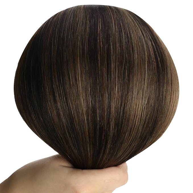 YoungSee 125G Weft Hair Extensions Brown Balayage Sew in Weft Hair Extensions Balayage Darkest Brown with Medium Brown Sew in Extensions Real Human Hair for Women 22 Inch