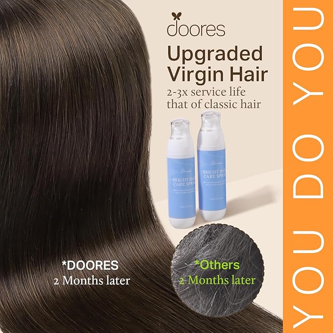 DOORES I Tips Hair Extensions - Real Human Hair, Light Dark Brown, 14 Inch, 50g/100s, ITip, Silky Straight, Cold Fusion