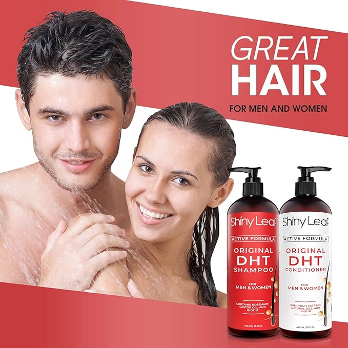 DHT Blocker Shampoo and Conditioner for Hair Loss With Biotin For Men, Women, Anti-Hair Loss Treatment, Rosemary Leaf Oil and Asparagus Extracts, for Thinning Hair (Shampoo and Conditioner)