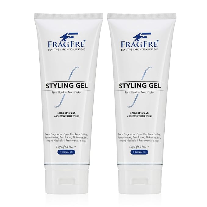 Firm Hold Hair Gel Fragrance Free 8 oz (2-Pack Gift Set) - Strong Styling Gel for Aggressive Hair Styles - Paraben Free Hypoallergenic Sensitive - Non-Irritating Vegan Gluten Free
