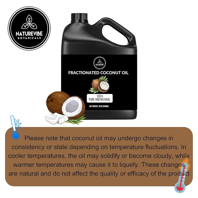 Naturevibe Botanicals Fractionated Coconut Oil 32oz and Castor Oil 32oz | Oil Combo