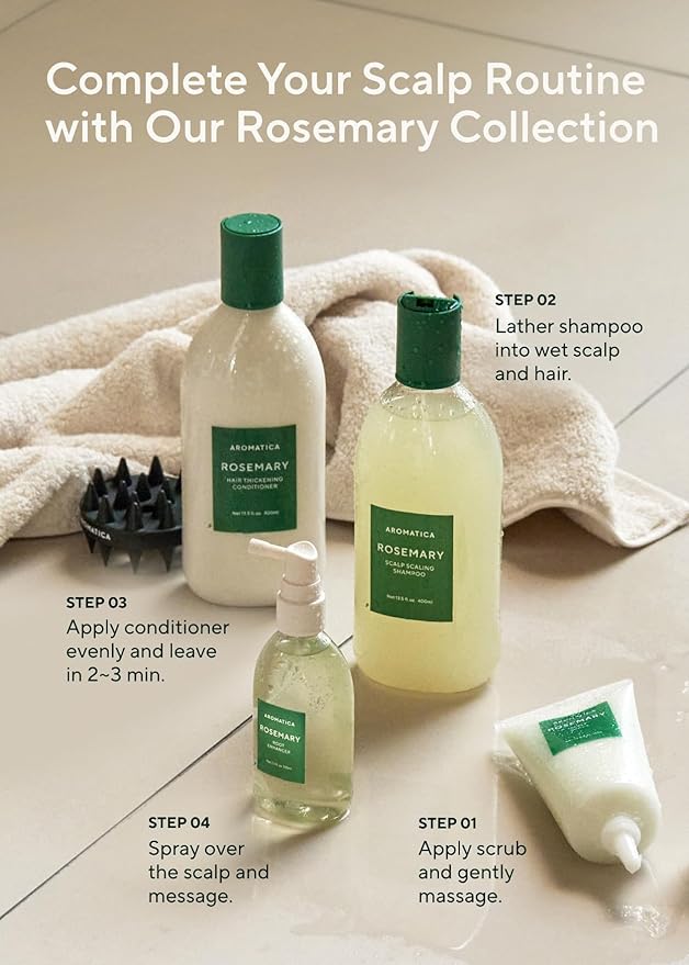 AROMATICA Rosemary Scalp Strengthening Enhancer Duo Set - Scalp Serum for Hair Growth & Itchy Scalp Treatment with Rosemary Oil | Dandruff Treatment and Oily Scalp Moisturizer, Scalp Treatment Set