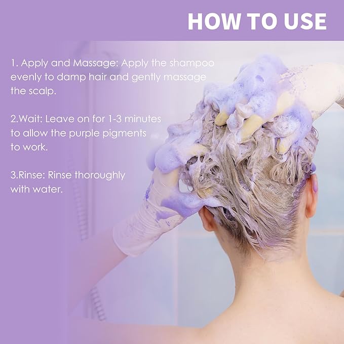 Sulfate-Free Purple Shampoo and Conditioner Set (2-Pack) for Blonde, Gray and Color-Treated Hair, Paraben-Free, Moisturizing, Color-Safe, Enhances Shine & Brightness 7.67 oz