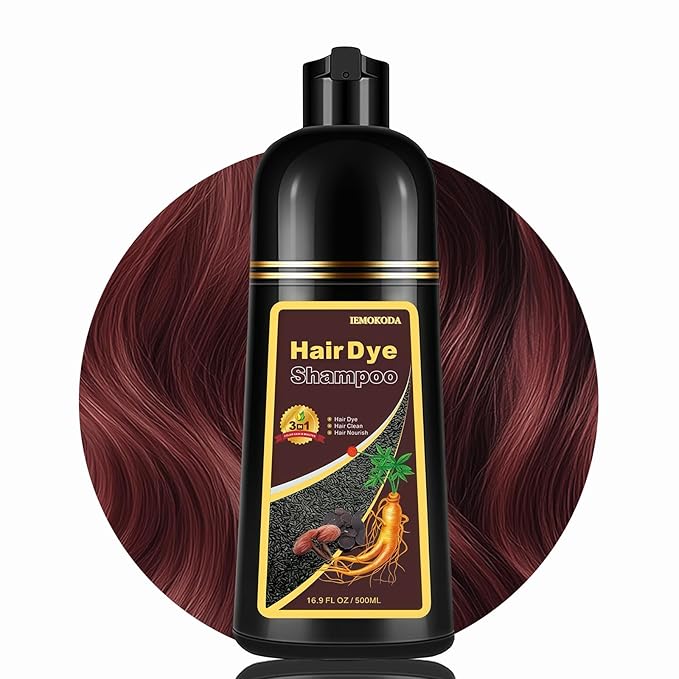Red Hair Dye Shampoo 3 in 1, Hair Color Shampoo for Women Men, Long Lasting Red Hair Dye, Shampoo Para Pintar el Cabello, Works in Minutes, Easy to Use, 16.90 Fl Oz