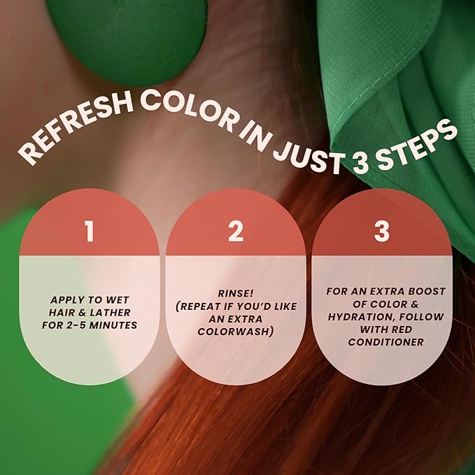 Red Hydrating Color Depositing Shampoo - Brighten & Tone Semi Permanent Hair Dye for Faded Color, Prevents Fade, Extends Color Service on Treated Hair, 8.5 Oz.