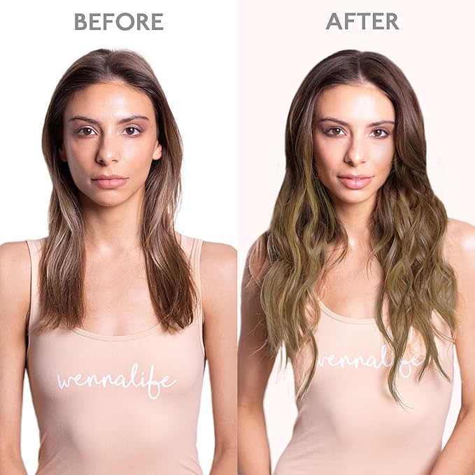 WENNALIFE Real Human Hair Extensions, 14 Inch 120g 7pcs Balayage Chocolate Brown to Caramel Blonde