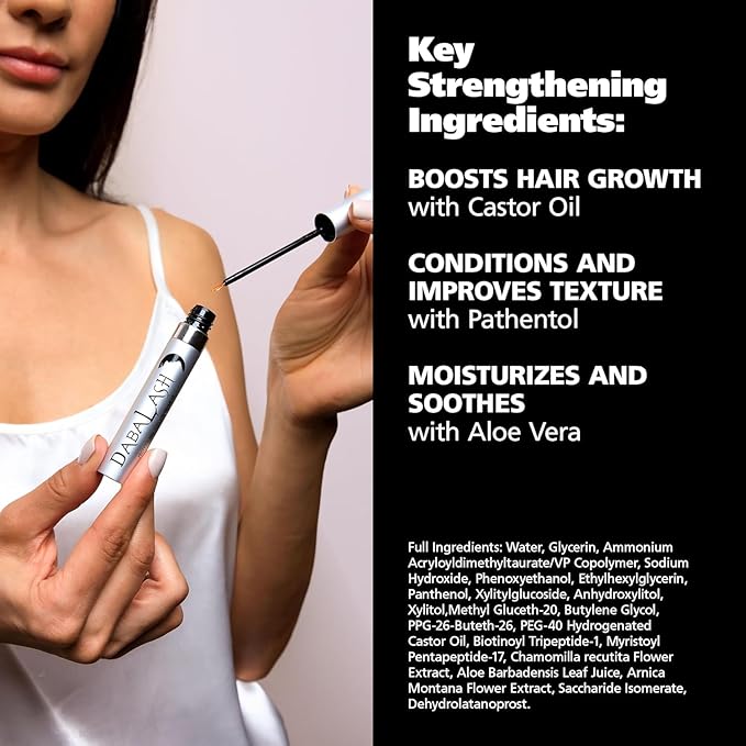 DABALASH Professional Eyelash & Eyebrow Growth Serum with Castor Oil – Promotes the Appearance of Naturally Longer, Fuller, Thicker & Stronger Lash + Brow Hair – Combo Love 2 Pack, 2 * 0.18 oz