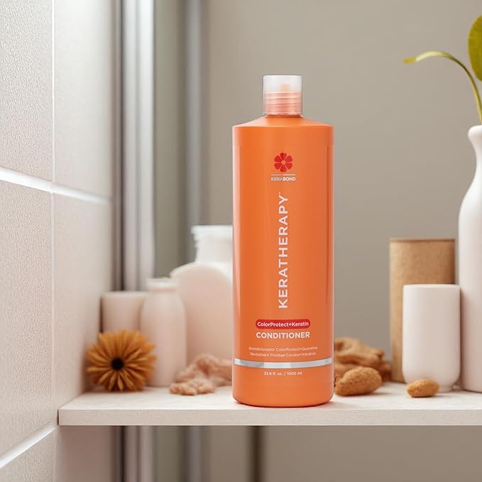 KERATHERAPY Keratin Infused Color Protect Conditioner, 33.8 fl. oz., 1000 ml - Gluten Free Color Protecting Conditioner for Color Treated Hair with Kerabond Technology, Red Raspberry Oil, Omega 3 & 6
