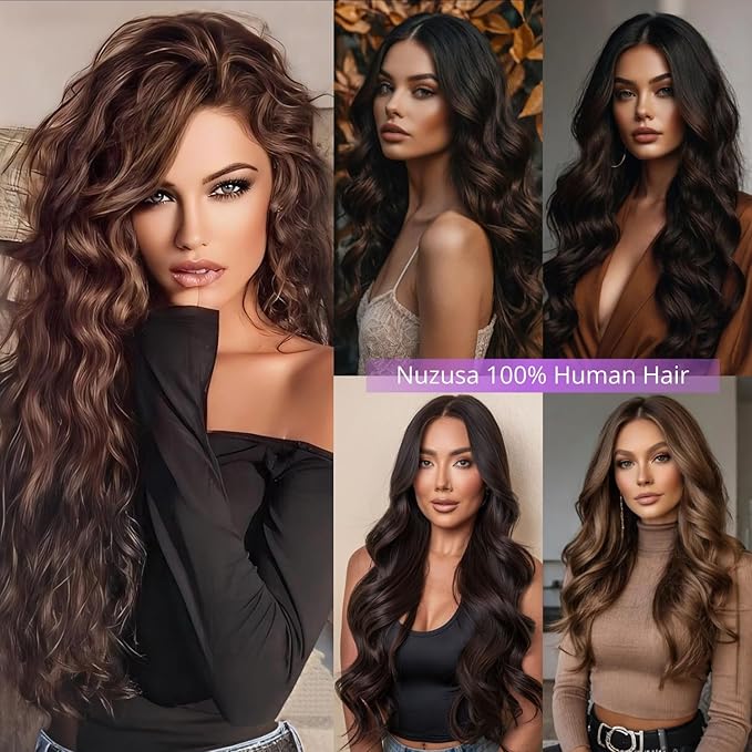 Clip in Hair Extensions Real Human Hair,100% Seamless Invisible Remy Human Hair Silky Straight,Clip Extensions for Women, 8pcs Per Set with Double Weft,2 Dark Brown,16inch 90g/3.2oz