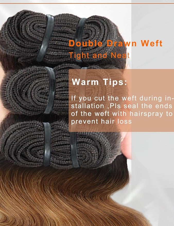 Ombre Bundles Human Hair, 13A Raw Indian Hair Bundles Body Wave, 20 22 24 Inch Colored Honey Blonde 1B27 Ombre Human Hair Bundles, 2 Years Service Life, Keep Texture Silky Soft Tangle-Free