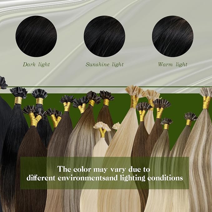 RUNATURE 20 Inch U Tip Human Hair Extensions Ombre Black to Brown Mix Caramel Blonde Pre Bonded Hair Extensions Straight Nail Tip Hair Extensions Silky Human Hair U Tip Extensions Remy 50g 50s