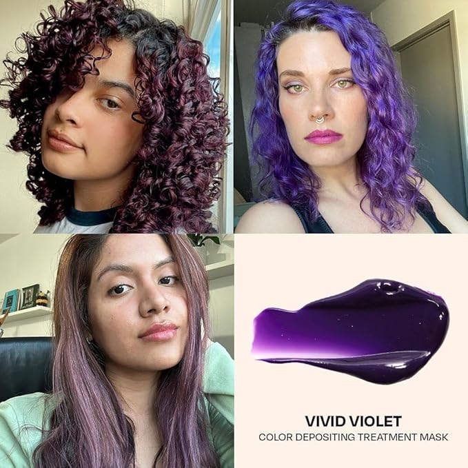 Overtone Color Depositing Semi-Permanent Hair Dye Conditioner - 8 oz For Natural & Color-Treated Hair, Moisturizing Shea Butter & Coconut Oil - Vegan & Cruelty-Free, Vivid Violet