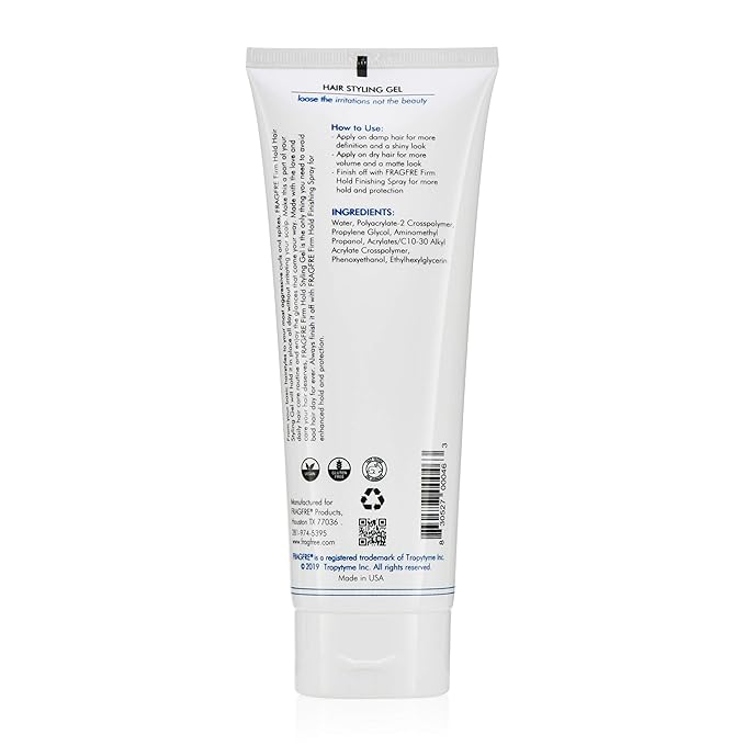 Firm Hold Hair Gel Fragrance Free 8 oz (2-Pack Gift Set) - Strong Styling Gel for Aggressive Hair Styles - Paraben Free Hypoallergenic Sensitive - Non-Irritating Vegan Gluten Free