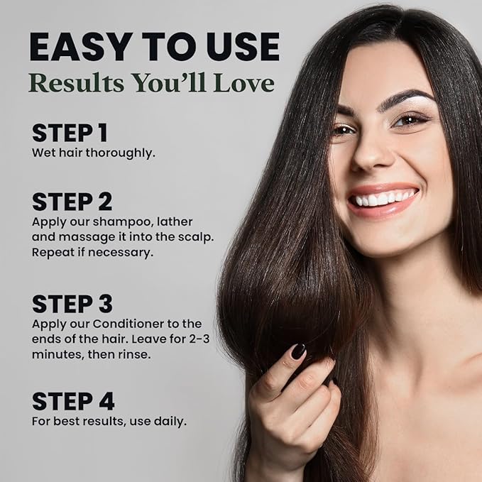 LUSTEL Rosemary Strengthening Volumizing Shampoo and Conditioner Set for Thinning Hair - Sulfate Free - Biotin Shampoo with Tea Tree & Mint. For All Hair Types - 16 Fl Oz Each (2-Pack)