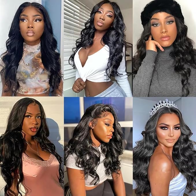 Bundles Human Hair Natural Black Body Wave Bundle Niegmeag Virgin Soft and Silky Remy Hair 3 Bundles 14 16 18 Inch Double Weft Color 1B Body Wave Bundle Hair Weave