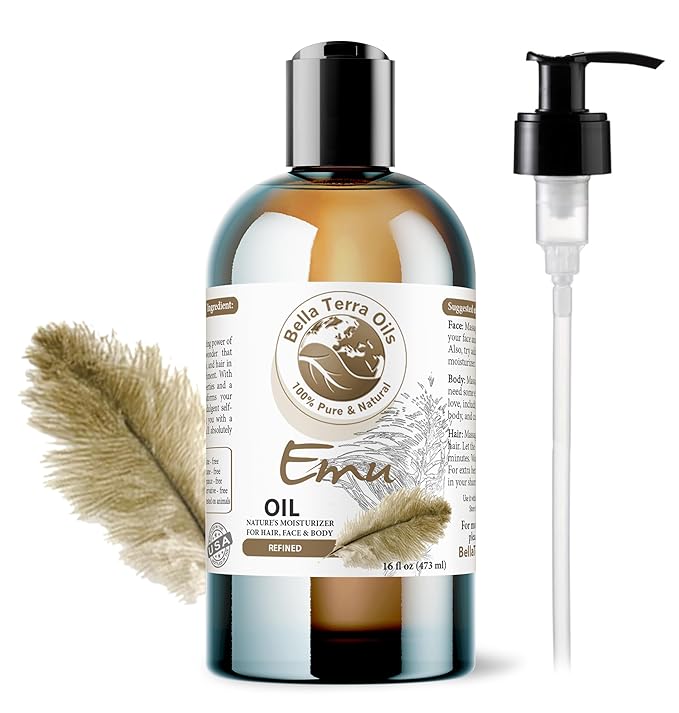 Bella Terra Oils - Emu Oil 16oz - The Ultimate Australian Emu Elixir, Packed with Essential Fatty Acids, Timeless Beauty's Secret Ingredient
