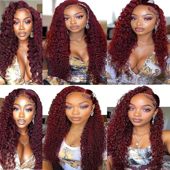 Color 99j Loose Deep Wave Bundles Burgundy Human Hair Deep Wave Bundles 8a Grade Double Weft Brazilian Human Hair Soft and Silky for Black Women 22 24 26 Inch