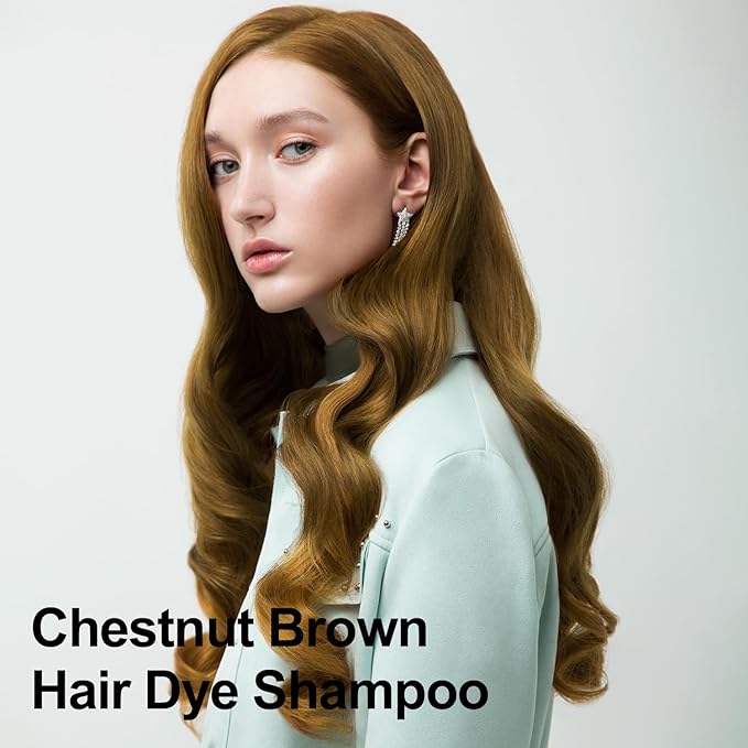 Chestnut Brown Hair Dye 16.9 Fl Oz, Argan Oil Hair Shampoo, 3 in 1 Hair Dye Shampoo, Easy To Use, Semi-Permanent Hair Color Shampoo (Chestnut Brown)