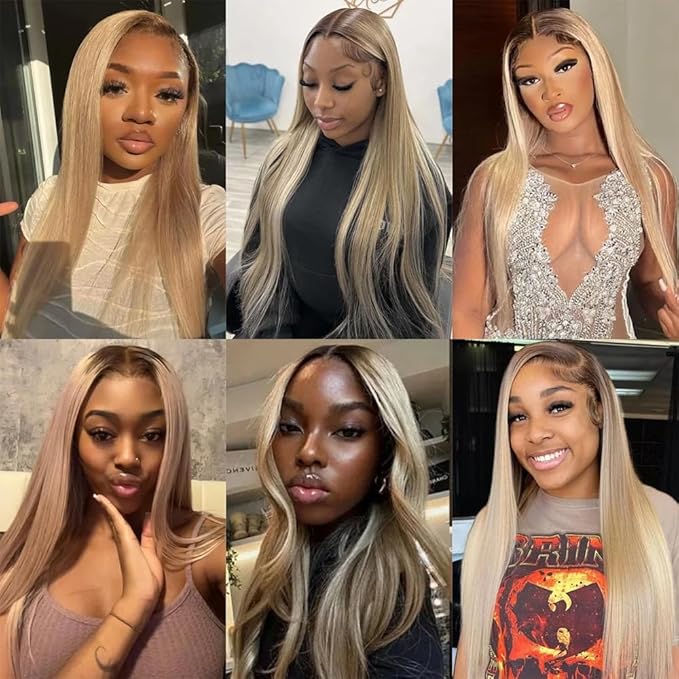 #22 Blonde Bundles Human Hair Straight Bundles 22 24 26 Inch Human Hair Weave 3 Bundle Unprocessed Brazilian Virgin Hair Ash Blonde Straight Human Hair Extensions 50 Grams/Bundle
