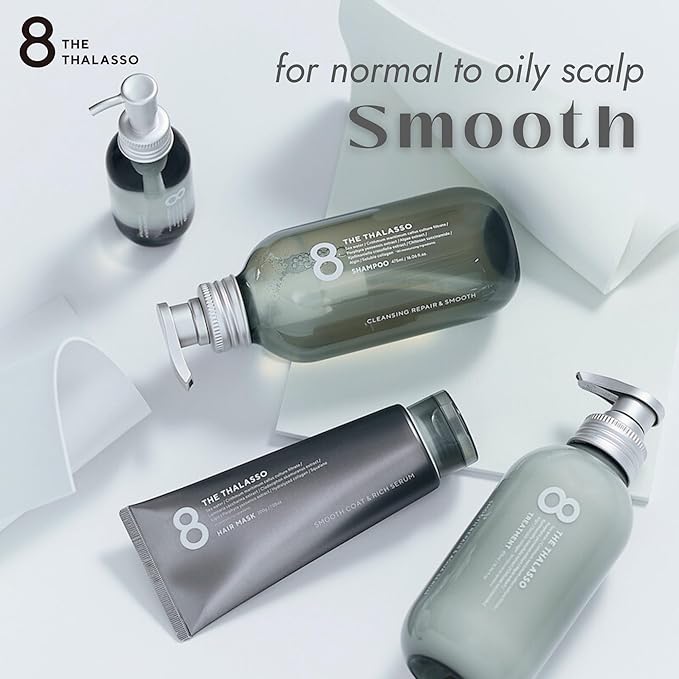 8 THE THALASSO Anti Frizz Shampoo for Women, Detangling Shampoo for Men by Stem Cells, Collagen, Tea Tree, Mint, Ceramides& Marine Plants, Japanese Paraben & Sulfate Free SHAMPOO 16.06 Fl Oz SMOOTH