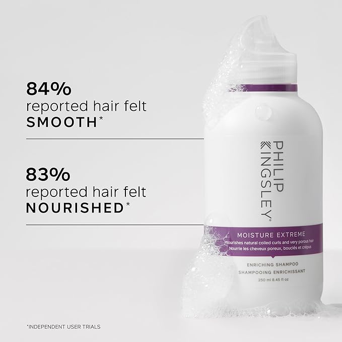 PHILIP KINGSLEY | Moisture Extreme Enriching Shampoo | For Curly, Dry, Damaged Hair | Moisturizes, Hydrates and Adds Shine| Detangles and Controls Frizz, Adds Shine | 8.4oz