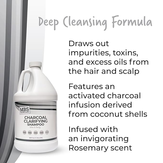 Charcoal Clarifying Shampoo Gallon – Deep Cleansing, Purifying & Gentle Formula for Scalp & Hair Care. Color Safe, Gluten-Free, Daily Purifying Shampoo for Healthy Hair