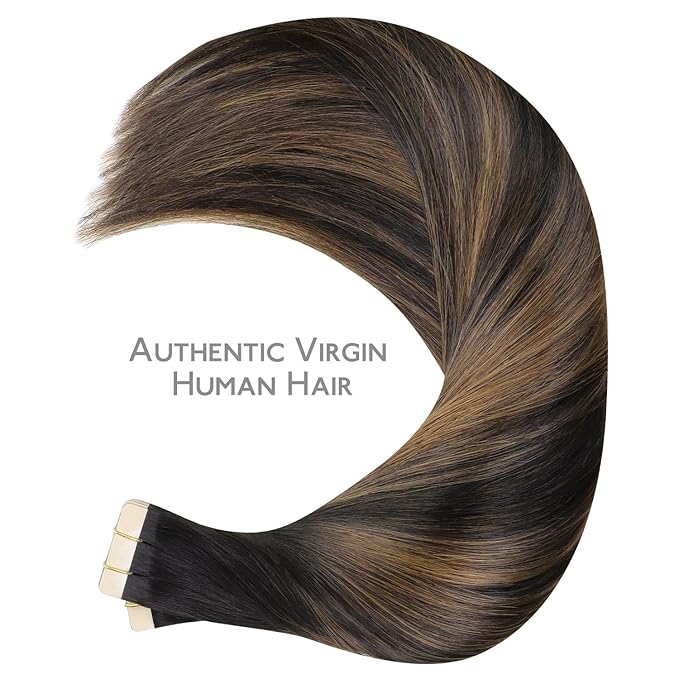 WENNALIFE Tape in Hair Extensions Human Hair, 40pcs 80g 12 inch Balayage Natural Black to Chestnut Brown Hair Extensions Real Human Hair Straight Tape in Extensions Invisible Human Hair Extensions