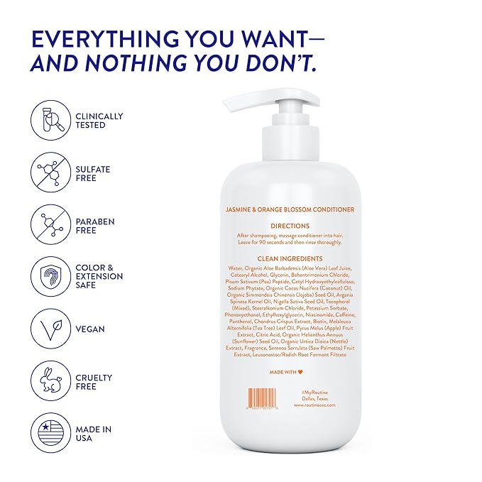 Routine Wellness Anti-Thinning Deep Conditioner for Thinning Hair - DHT Blocker for Hair Loss in Men & Women - Promotes Healthy Hair - Jasmine & Orange Blossom 14oz