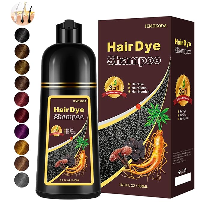Instant Purple Hair Dye Shampoo for Gray Hair 3 in 1, Natural Hair Color Shampoo for Women Men, Easy to Use, Hair Paint Long Lasting Hair Dye 16.9 Fl Oz (Purple)