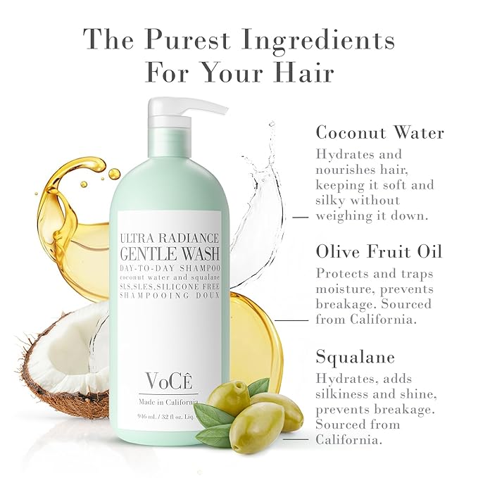 VoCÊ Haircare Gentle Wash Vegan & Cruelty-Free Shampoo | Clean Haircare, Color Safe, Paraben and Sulfate Free, Ultra Radiance, Hydrating, Shine Enhancing (32 oz | 946 ml)